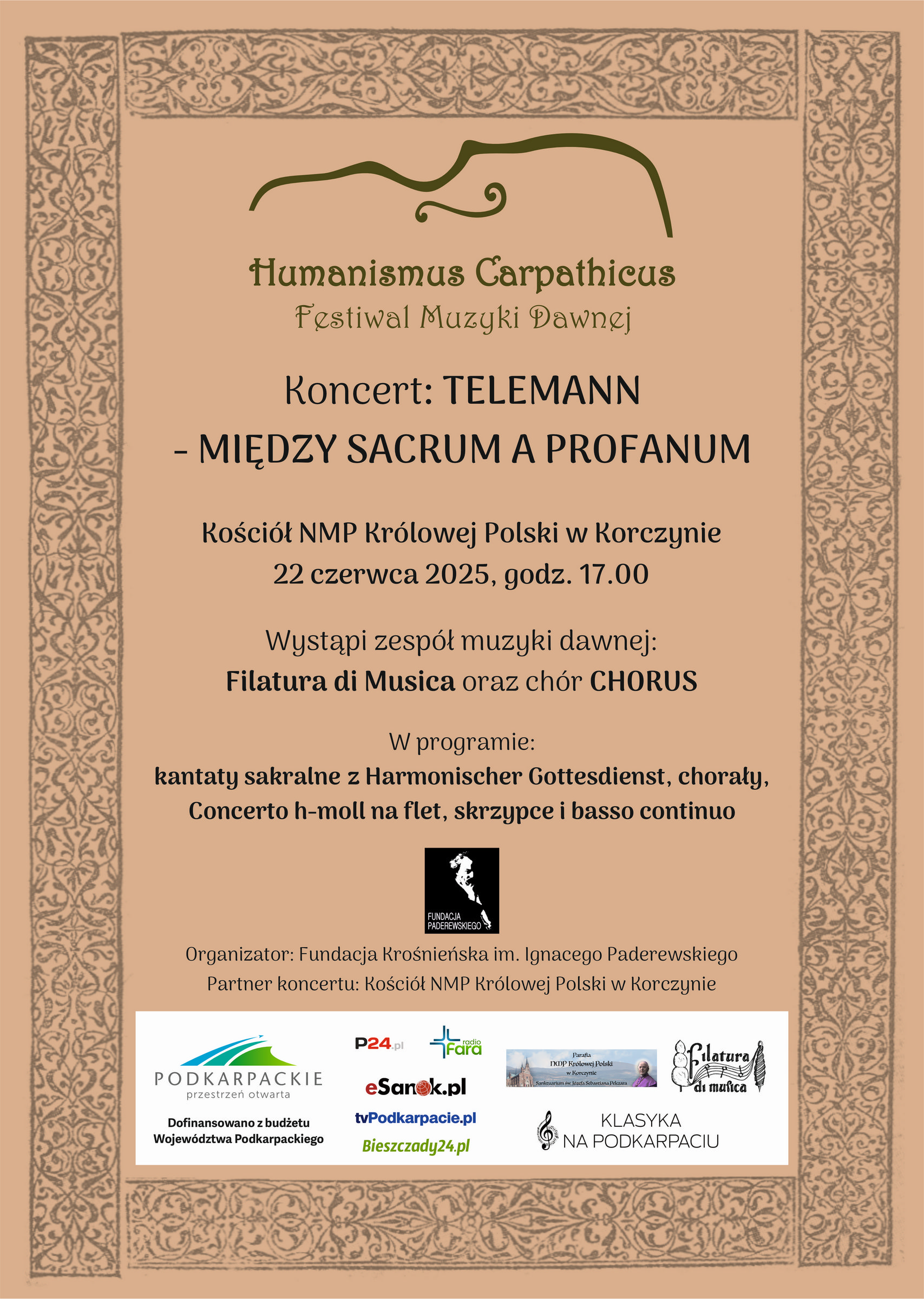 Plakat koncertu Filatura di Musica i Chóru Chorus