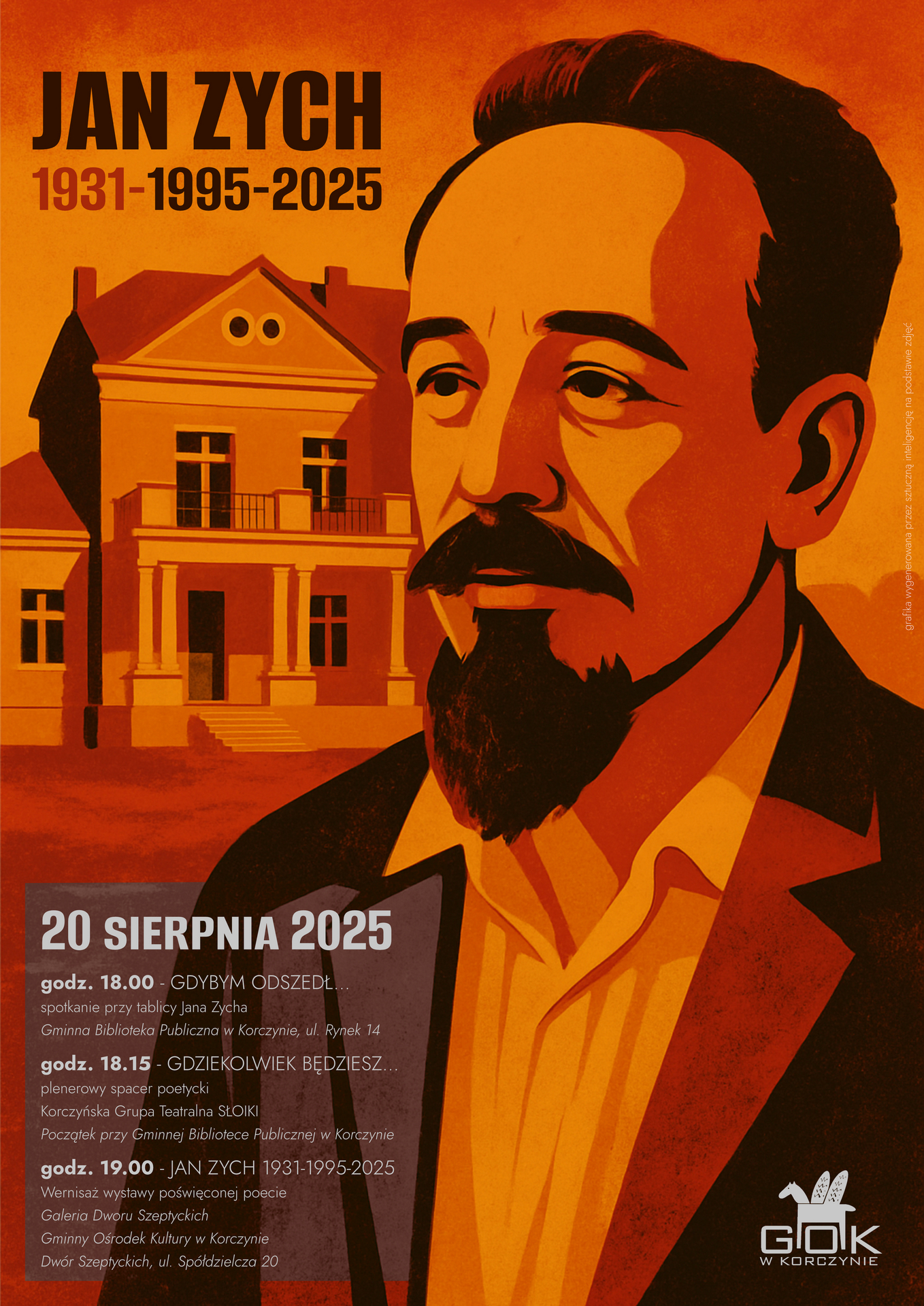 Plakat wydarzenia związanego z Janem Zychem